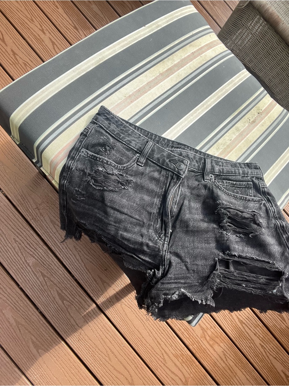 American eagle Distressed Black Denim Shorts